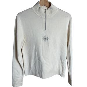 Meister Metro Collection Medium Women's Black Wool Blend Sport Knit 1/4 Zip